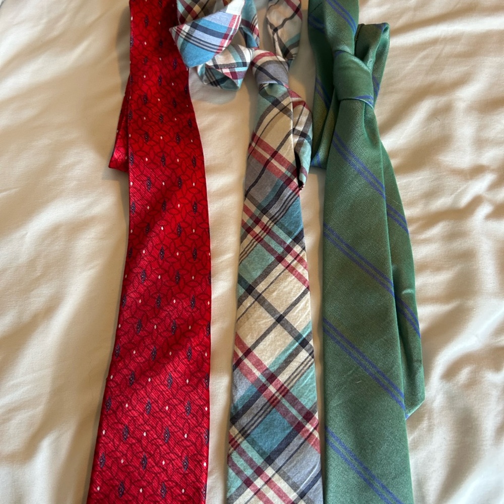 Stylish Kids Ties Set - Red, Plaid, Green